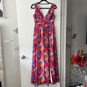 Aidan by Aidan Mattox pink floral gown size 4. Worn once for 4 hours.